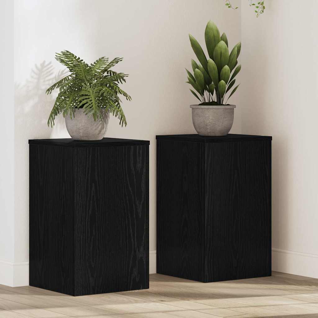Vidaxl plantenstandaard 2 st zwart eiken 30 x 30 x 50 cm bewerkt hout