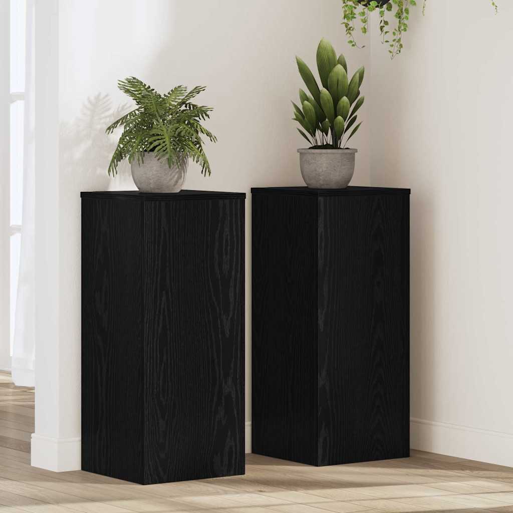 Vidaxl plantenstandaard 2 st zwart eiken 30 x 30 x 70 cm bewerkt hout