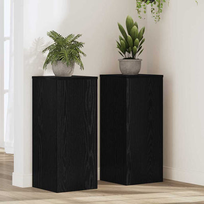 Vidaxl plantenstandaard 2 st zwart eiken 30 x 30 x 70 cm bewerkt hout