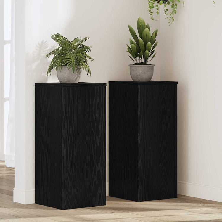 Vidaxl plantenstandaard 2 st zwart eiken 30 x 30 x 70 cm bewerkt hout