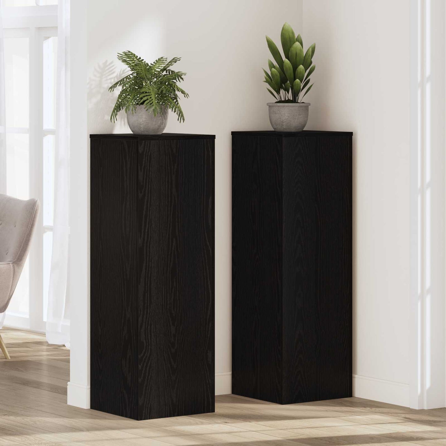 Vidaxl plantenstandaard zwart eiken 33 x 33 x 100 cm bewerkt hout