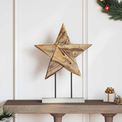 Vidaxl kerstster led's bruin 43,5 x 13,5 x 59 cm massief teakhout