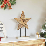 Vidaxl kerstster led's bruin 43,5 x 13,5 x 59 cm massief teakhout - afbeelding 3
