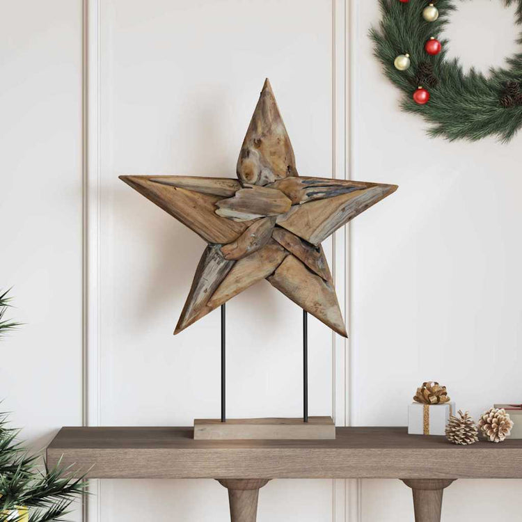 Vidaxl kerstster led's bruin 59,5 x 18 x 74 cm massief teakhout