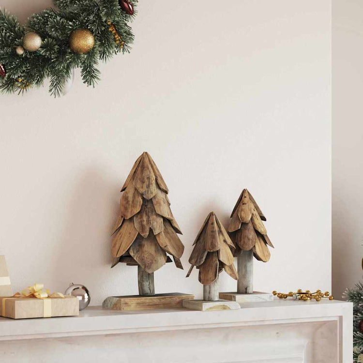 Vidaxl kerstboom 3 st bruin 40 cm massief teakhout