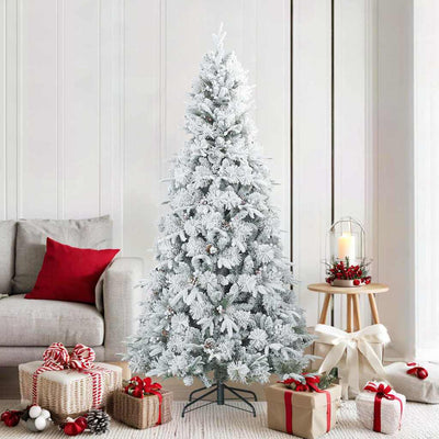 Vidaxl kunst kerstboom met geveerde takken, sneeuw bedekt wit 180 cm