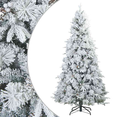 Vidaxl kunst kerstboom met geveerde takken, sneeuw bedekt wit 210 cm