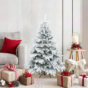 Vidaxl kunst kerstboom met geveerde takken, sneeuw bedekt wit 120 cm - afbeelding 1