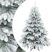 Vidaxl kunst kerstboom met geveerde takken, sneeuw bedekt wit 120 cm - afbeelding 2