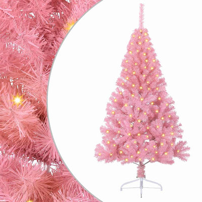 Vidaxl kunstmatig voorverlicht kerstboom met 150 led roze 120 cm pvc