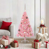 Vidaxl kunstmatig voorverlicht kerstboom met 150 led roze 120 cm pvc - afbeelding 1