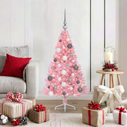 Vidaxl kunstmatig voorverlicht kerstboom met 150 led roze 120 cm pvc - afbeelding 1