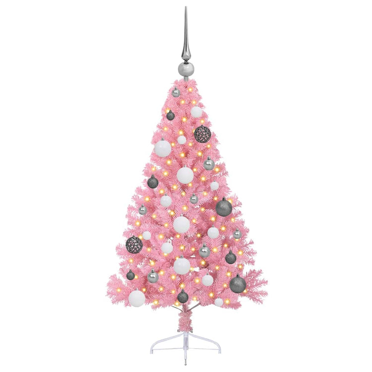 Vidaxl kunstmatig voorverlicht kerstboom met 150 led roze 120 cm pvc