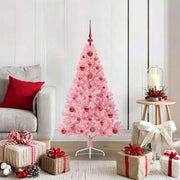 Vidaxl kunstmatig voorverlicht kerstboom met 150 led roze 120 cm pvc - afbeelding 1