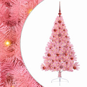 Vidaxl kunstmatig voorverlicht kerstboom met 150 led roze 120 cm pvc - afbeelding 2