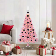 Vidaxl kunstmatig voorverlicht kerstboom met 150 led roze 120 cm pvc - afbeelding 1