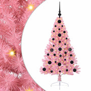 Vidaxl kunstmatig voorverlicht kerstboom met 150 led roze 120 cm pvc - afbeelding 2