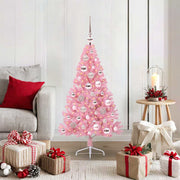 Vidaxl kunstmatig voorverlicht kerstboom met 150 led roze 120 cm pvc - afbeelding 1