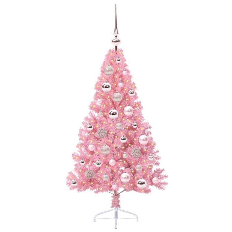 Vidaxl kunstmatig voorverlicht kerstboom met 150 led roze 120 cm pvc