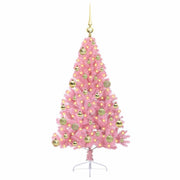 Vidaxl kunstmatig voorverlicht kerstboom met 150 led roze 120 cm pvc - afbeelding 3