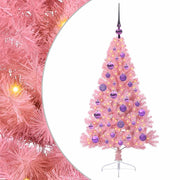 Vidaxl kunstmatig voorverlicht kerstboom met 150 led roze 120 cm pvc - afbeelding 2