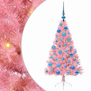Vidaxl kunstmatig voorverlicht kerstboom met 150 led roze 120 cm pvc - afbeelding 2