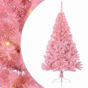 Vidaxl kunstmatig voorverlicht kerstboom met 150 led roze 150 cm pvc - afbeelding 2