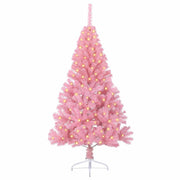 Vidaxl kunstmatig voorverlicht kerstboom met 150 led roze 150 cm pvc - afbeelding 3