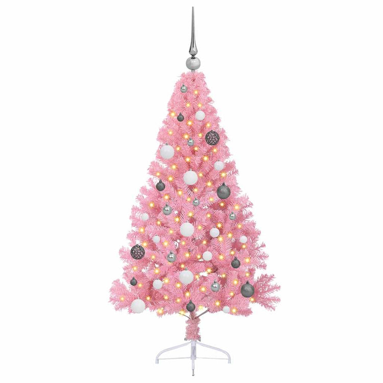 Vidaxl kunstmatig voorverlicht kerstboom met 150 led roze 150 cm pvc