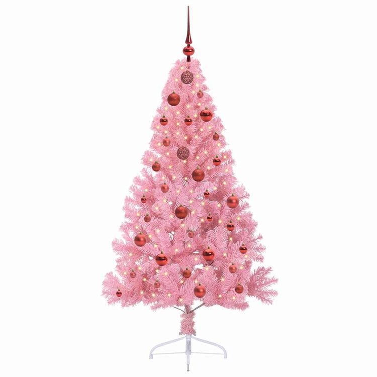 Vidaxl kunstmatig voorverlicht kerstboom met 150 led roze 150 cm pvc