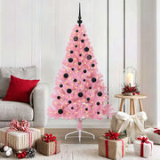 Vidaxl kunstmatig voorverlicht kerstboom met 150 led roze 150 cm pvc - afbeelding 1