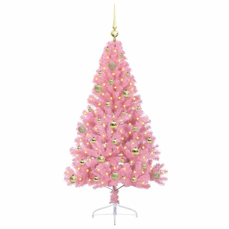 Vidaxl kunstmatig voorverlicht kerstboom met 150 led roze 150 cm pvc
