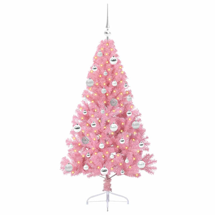 Vidaxl kunstmatig voorverlicht kerstboom met 150 led roze 150 cm pvc