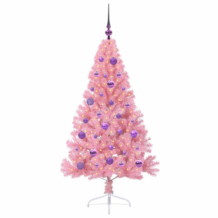 Vidaxl kunstmatig voorverlicht kerstboom met 150 led roze 150 cm pvc
