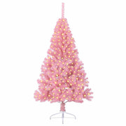 Vidaxl kunstmatig voorverlicht kerstboom met 300 led roze 180 cm pvc - afbeelding 3