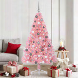 Vidaxl kunstmatig voorverlicht kerstboom met 300 led roze 180 cm pvc - afbeelding 1