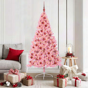 Vidaxl kunstmatig voorverlicht kerstboom met 300 led roze 180 cm pvc - afbeelding 1