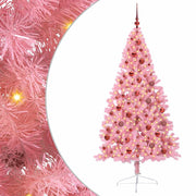 Vidaxl kunstmatig voorverlicht kerstboom met 300 led roze 180 cm pvc - afbeelding 2