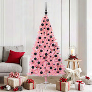 Vidaxl kunstmatig voorverlicht kerstboom met 300 led roze 180 cm pvc - afbeelding 1
