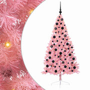Vidaxl kunstmatig voorverlicht kerstboom met 300 led roze 180 cm pvc - afbeelding 2
