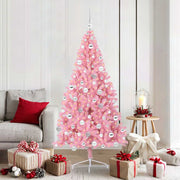 Vidaxl kunstmatig voorverlicht kerstboom met 300 led roze 180 cm pvc - afbeelding 1