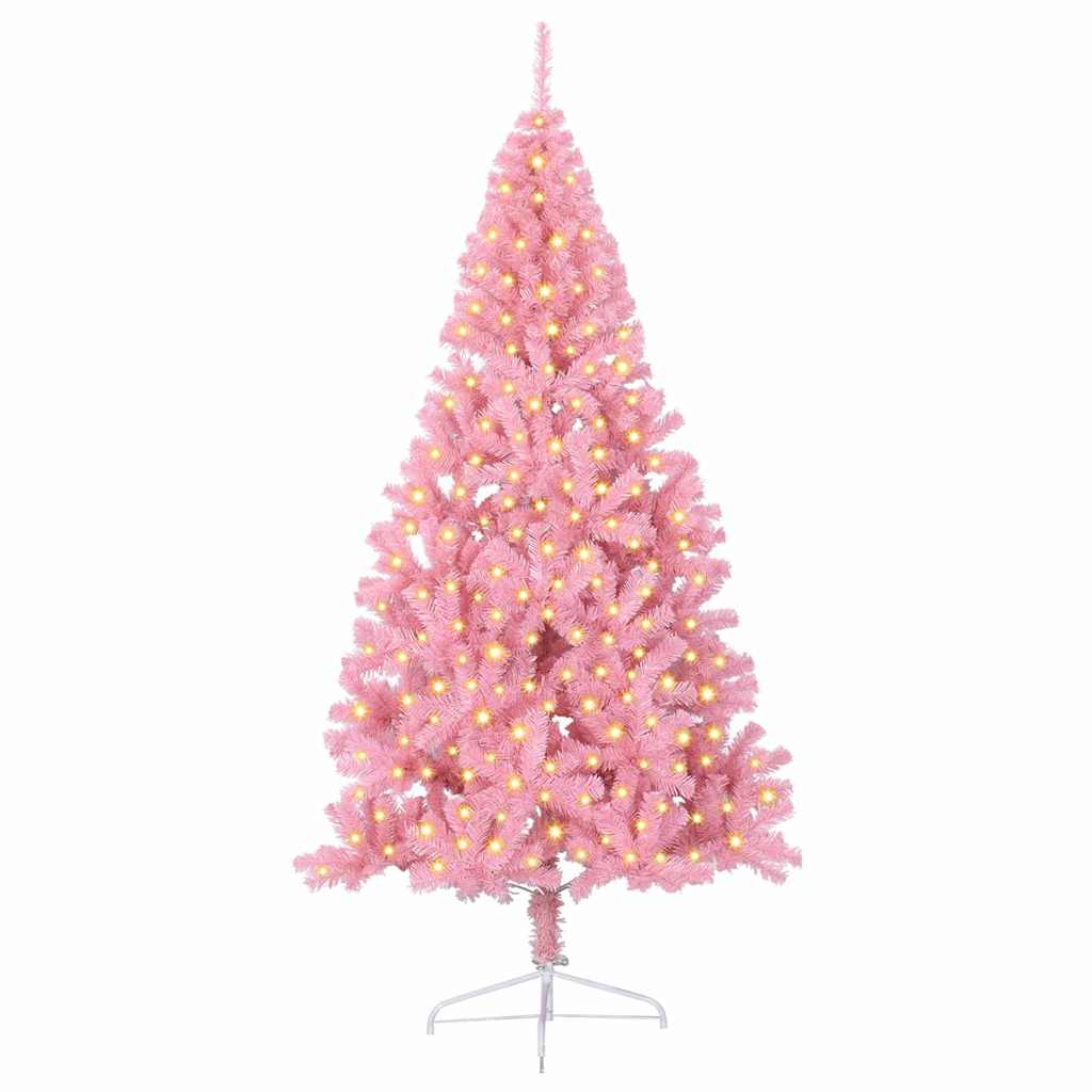 Vidaxl kunstmatig voorverlicht kerstboom met 300 led roze 240 cm pvc