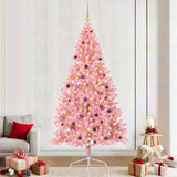 Vidaxl kunstmatig voorverlicht kerstboom met 300 led roze 240 cm pvc - afbeelding 1