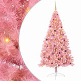 Vidaxl kunstmatig voorverlicht kerstboom met 300 led roze 240 cm pvc - afbeelding 2