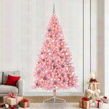 Vidaxl kunstmatig voorverlicht kerstboom met 300 led roze 240 cm pvc - afbeelding 1