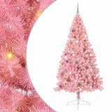 Vidaxl kunstmatig voorverlicht kerstboom met 300 led roze 240 cm pvc - afbeelding 2
