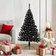 Vidaxl kunstmatig voorverlicht kerstboom met 150 led zwart 120 cm pvc - afbeelding 1