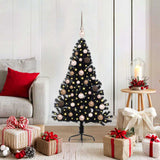 Vidaxl kunstmatig voorverlicht kerstboom met 150 led zwart 120 cm pvc - afbeelding 1