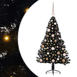 Vidaxl kunstmatig voorverlicht kerstboom met 150 led zwart 120 cm pvc - afbeelding 2