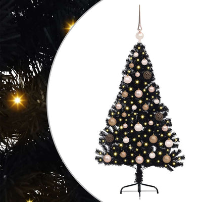 Vidaxl kunstmatig voorverlicht kerstboom met 150 led zwart 120 cm pvc